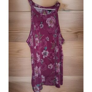 Torrid Studio SZ 3 High Neck Keyhole Back Floral Tank Purple Girlie Whimsical 3X